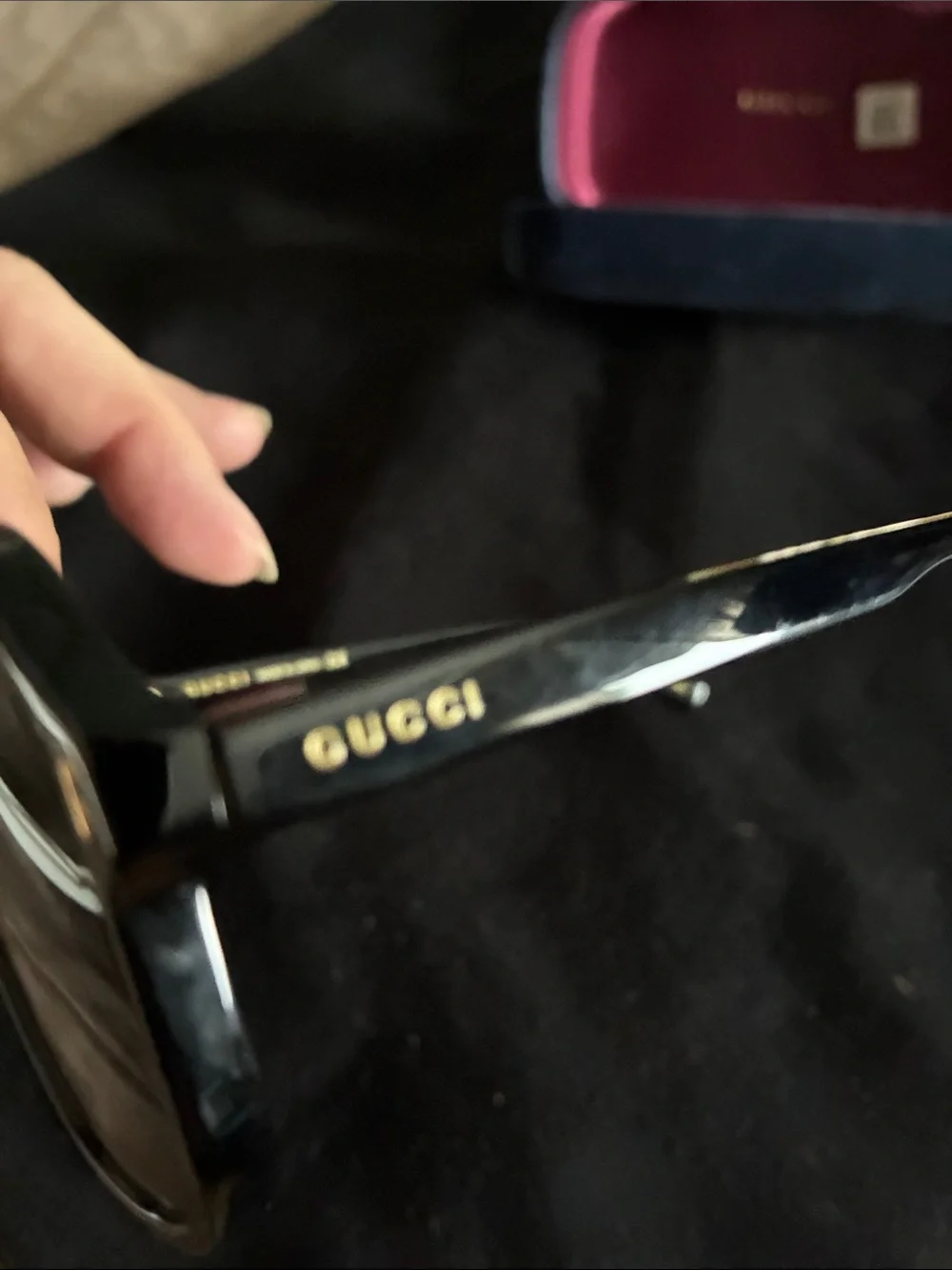 Gucci Blue Velvet Case with Navigator Shape Sunglasses
